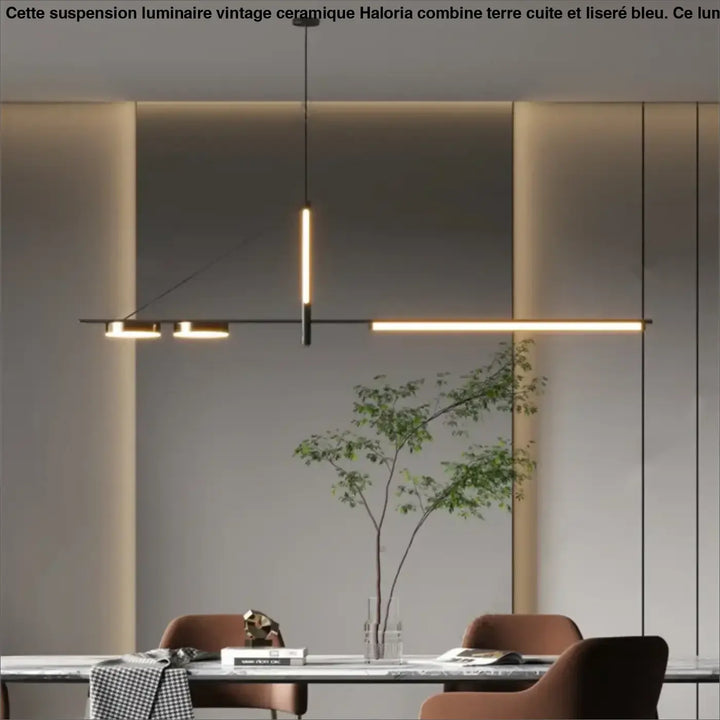 Suspension luminaire design moderne ligne minimaliste noir