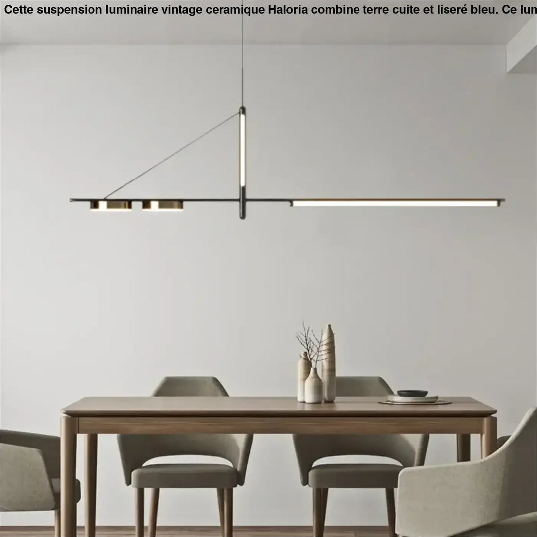 Suspension luminaire design moderne ligne minimaliste noir