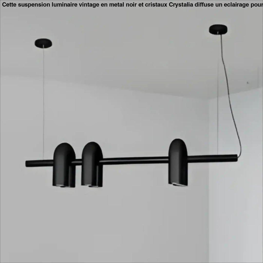 Suspension luminaire onda noir mat en métal de style industriel avec trois têtes cylindriques pour un luminaire design moderne
