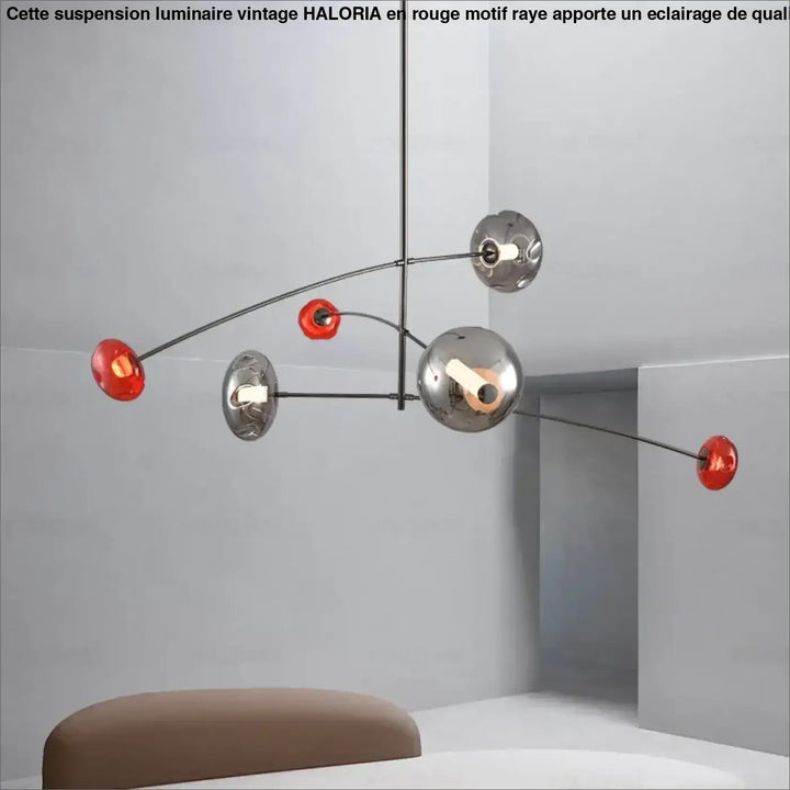 Suspension luminaire artistique métallique et verre coloré chic