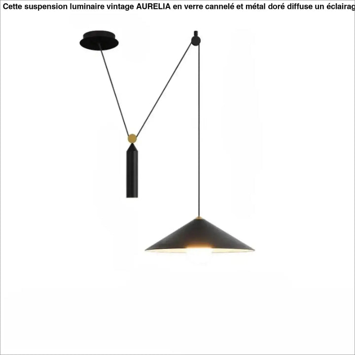 Suspension luminaire jax conique noire mate avec accents dorés luminaire minimaliste élégant pour intérieur