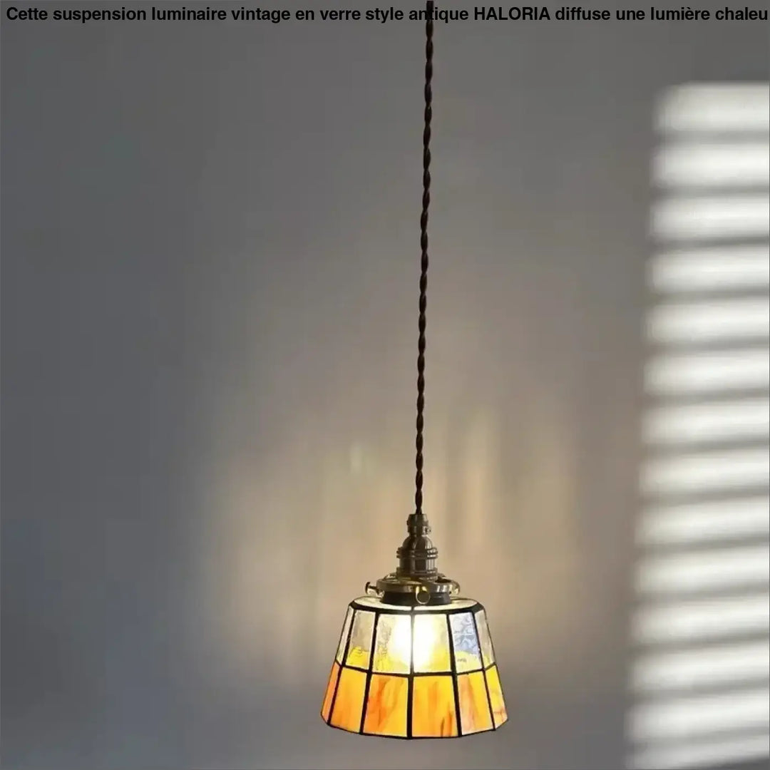Suspension vintage en verre et cuivre design éclatant chic