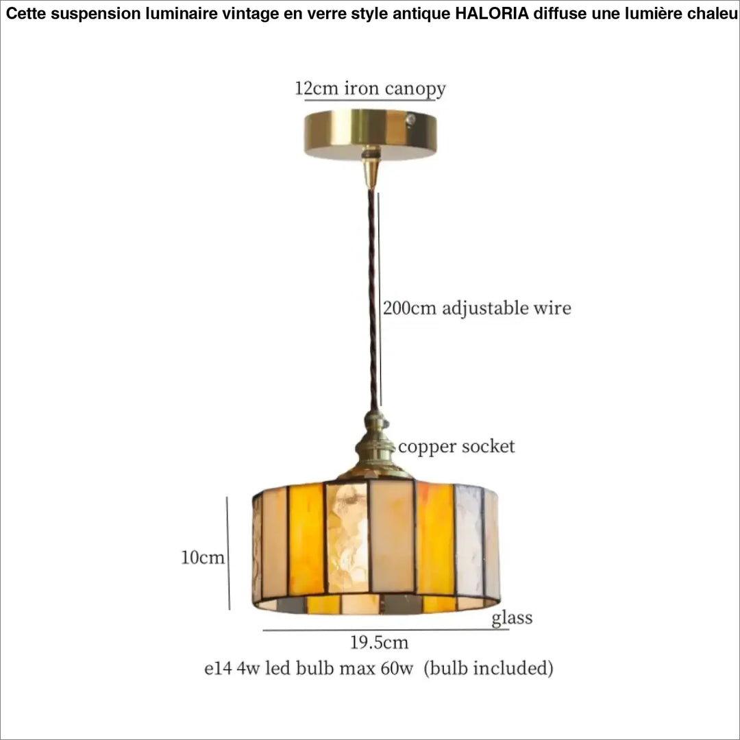 Suspension vintage en verre et cuivre design éclatant chic