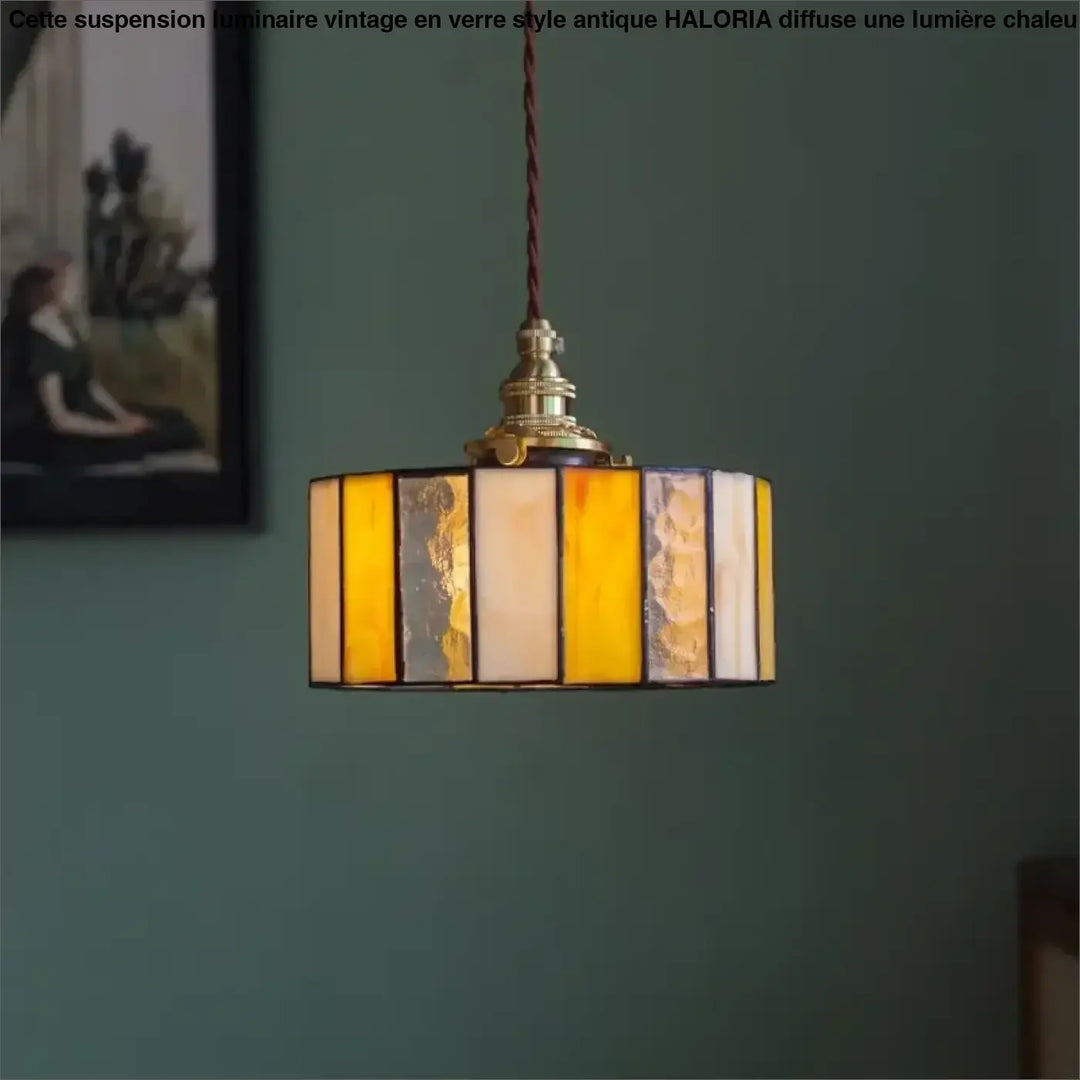 Suspension vintage en verre et cuivre design éclatant chic