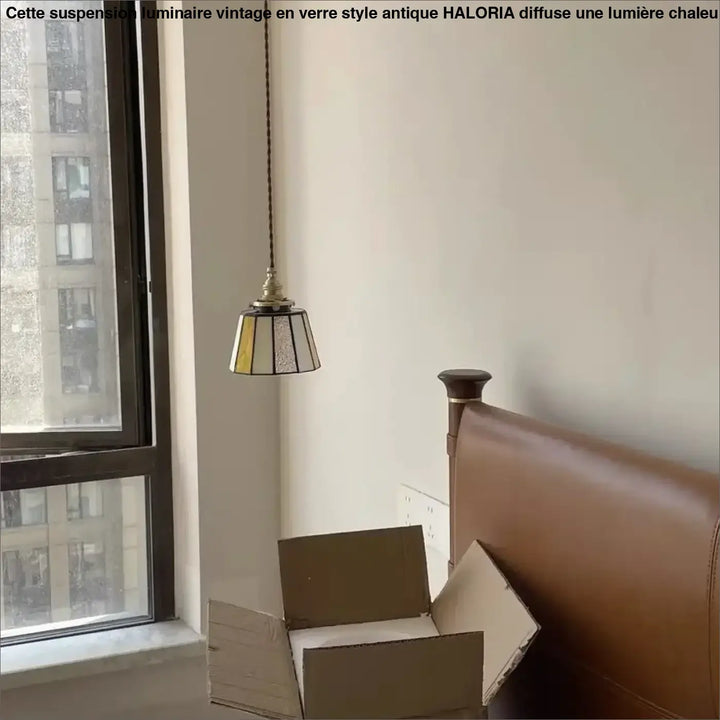 Suspension vintage en verre et cuivre design éclatant chic