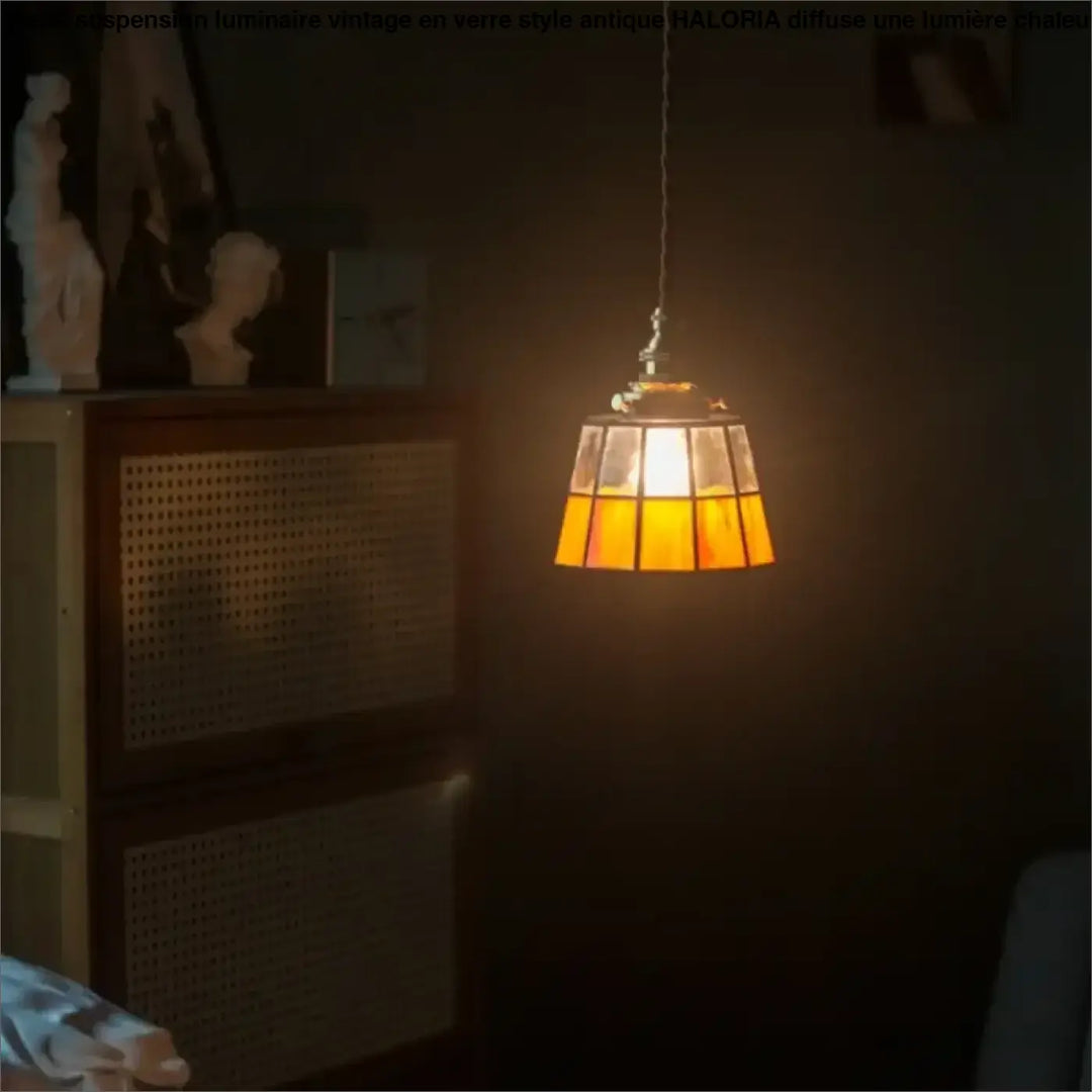 Suspension vintage en verre et cuivre design éclatant chic