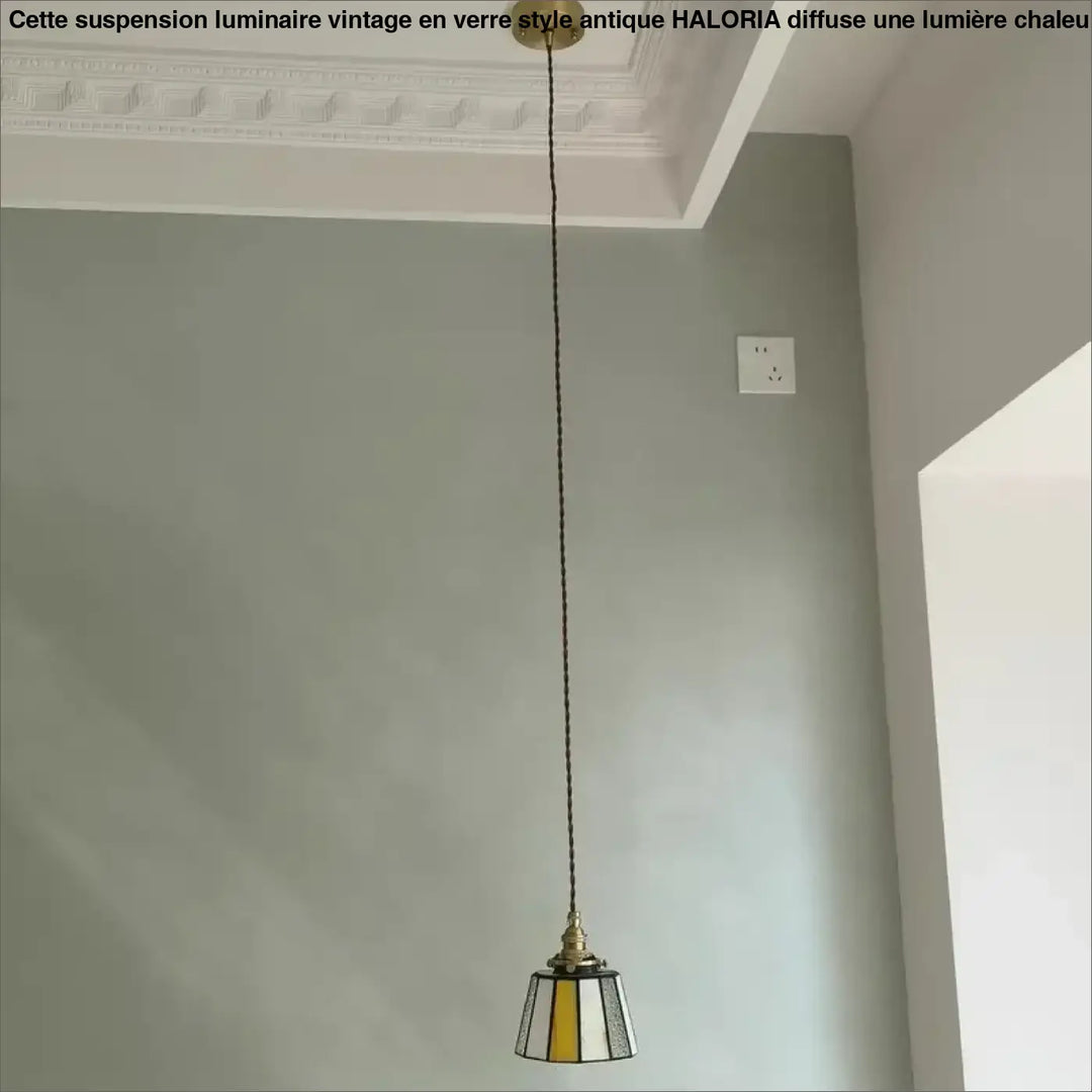 Suspension vintage en verre et cuivre design éclatant chic