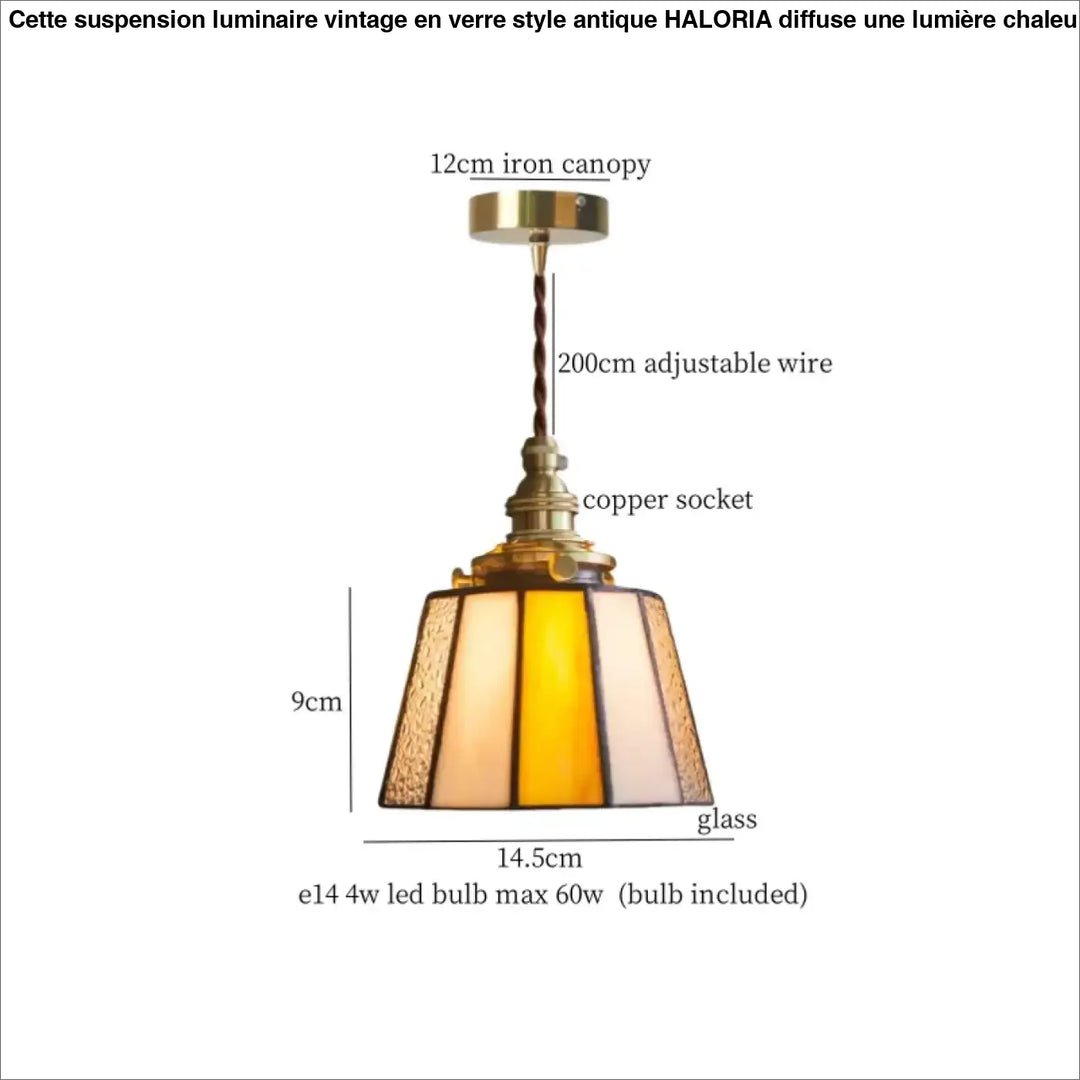 Suspension vintage en verre et cuivre design éclatant chic