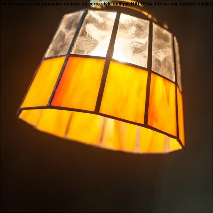 Suspension vintage en verre et cuivre design éclatant chic