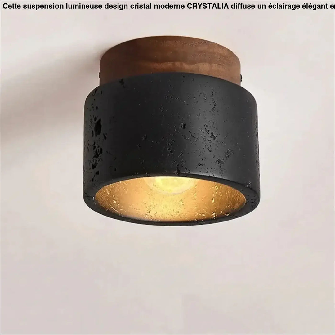 Plafonnier cylindrique et marbre design moderne style noir
