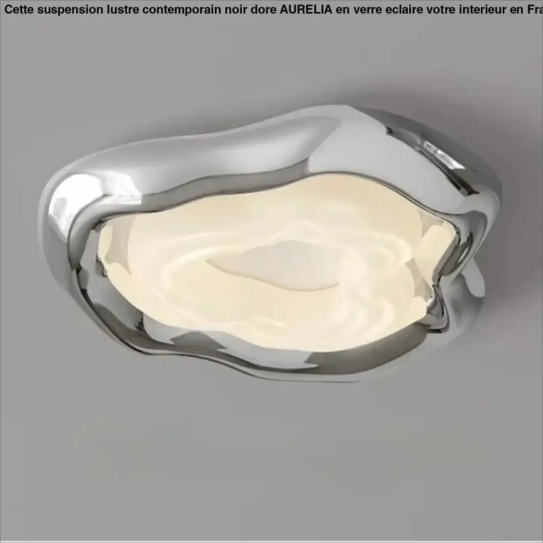 Plafonnier led design moderne chromé forme organique élégante

