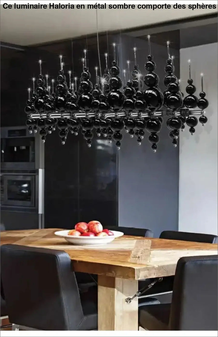 Suspension Lustre Noir Boules Design Moderne Luxueux