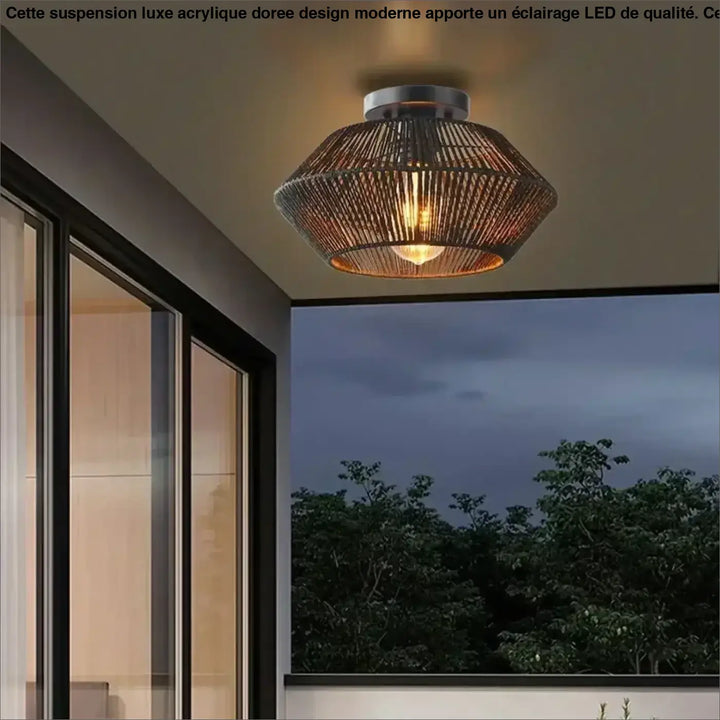 Plafonnier moderne métal noir design géométrique élégant
