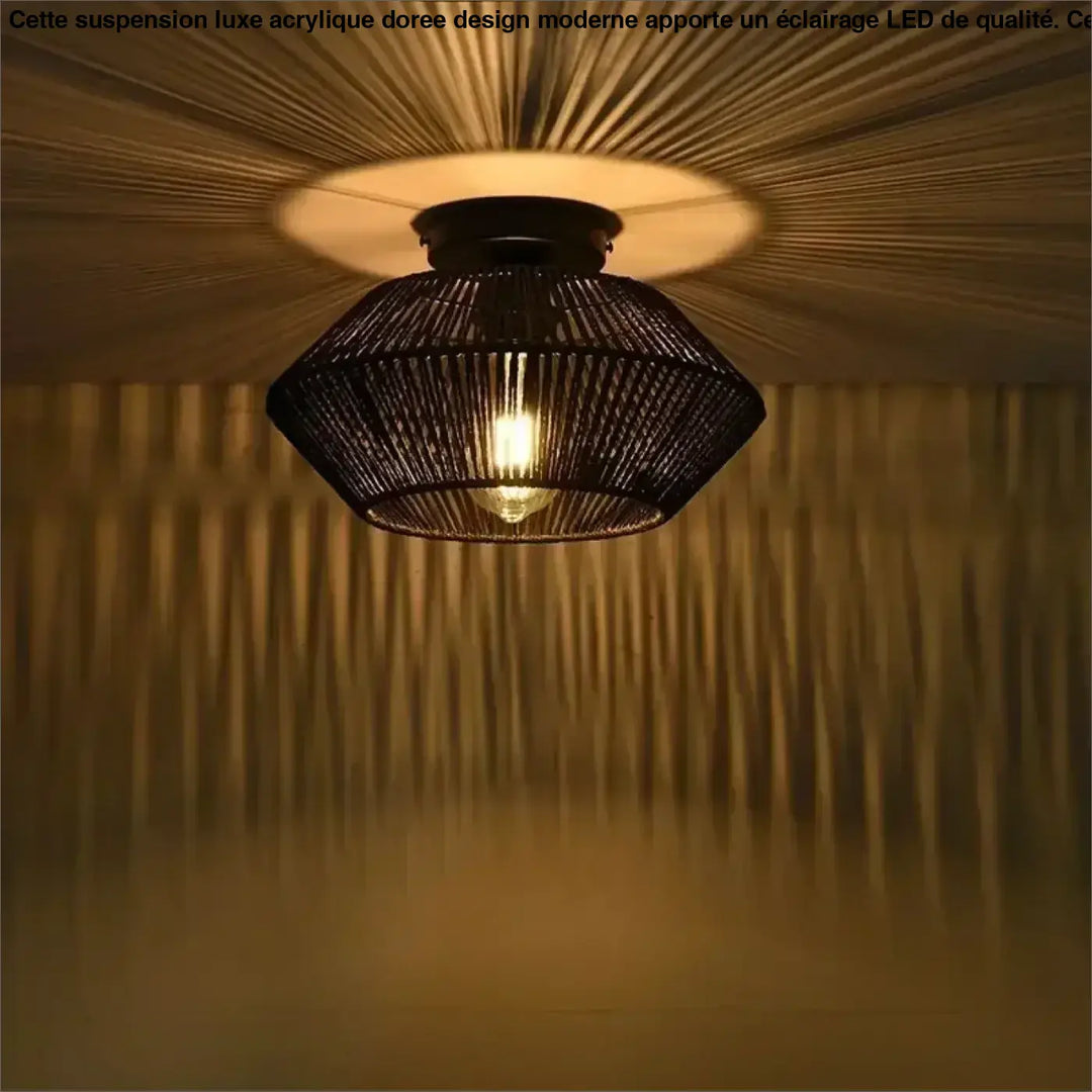 Plafonnier moderne métal noir design géométrique élégant