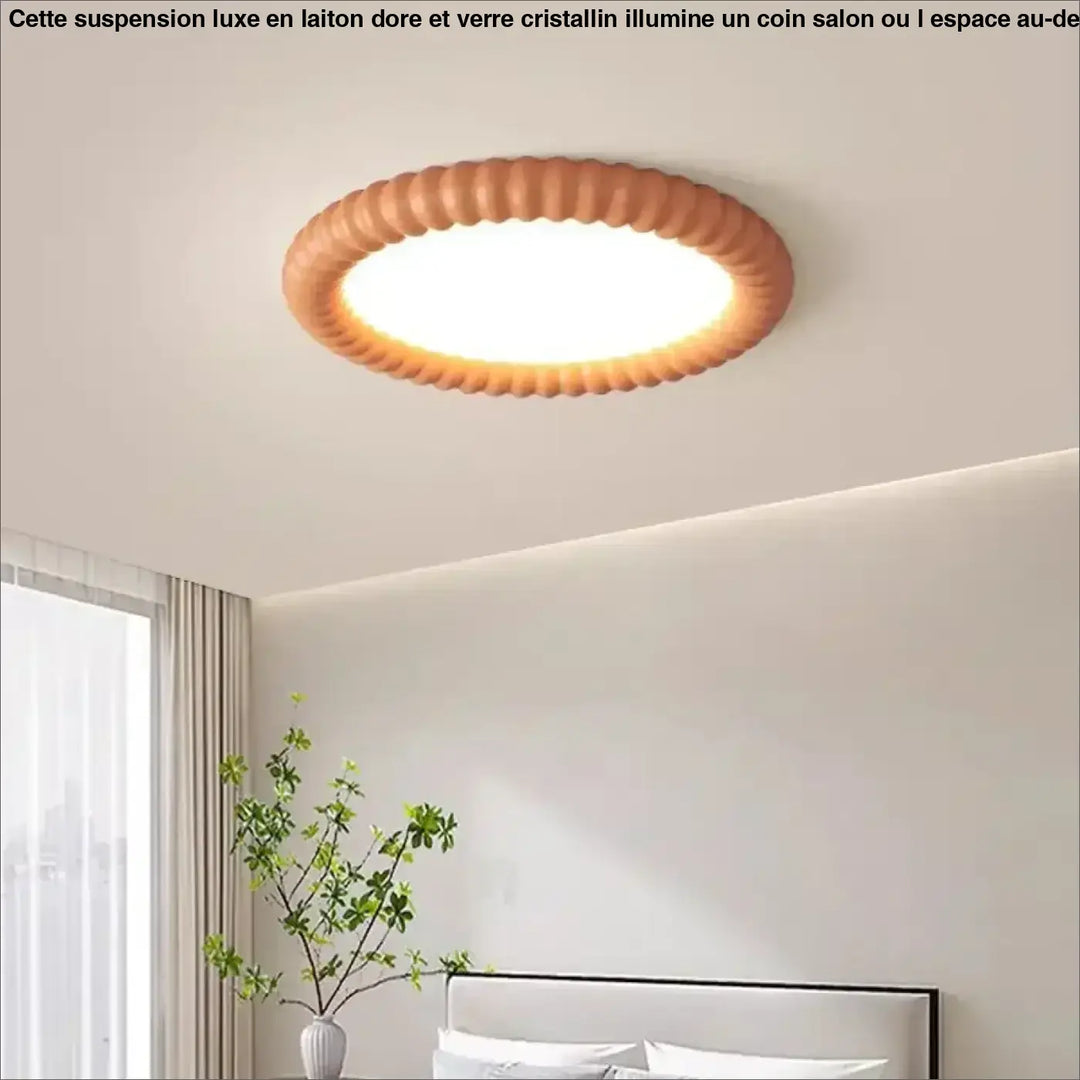 Luminaire plafonnier annela avec contour cannelé chaleureux et éclairage doux pour un design élégant