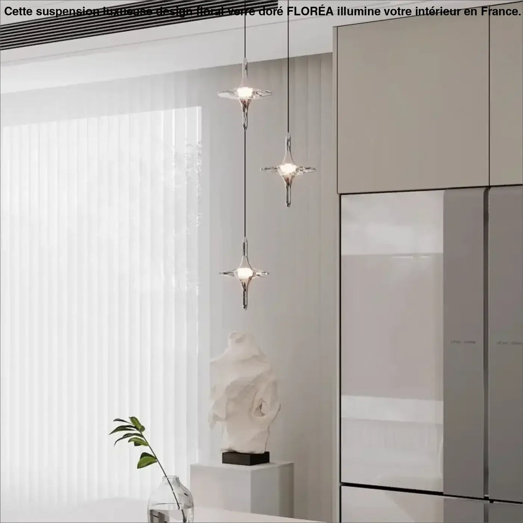 Suspension lumineuse design cristal moderne argent
