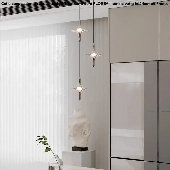 Suspension lumineuse design cristal moderne argent