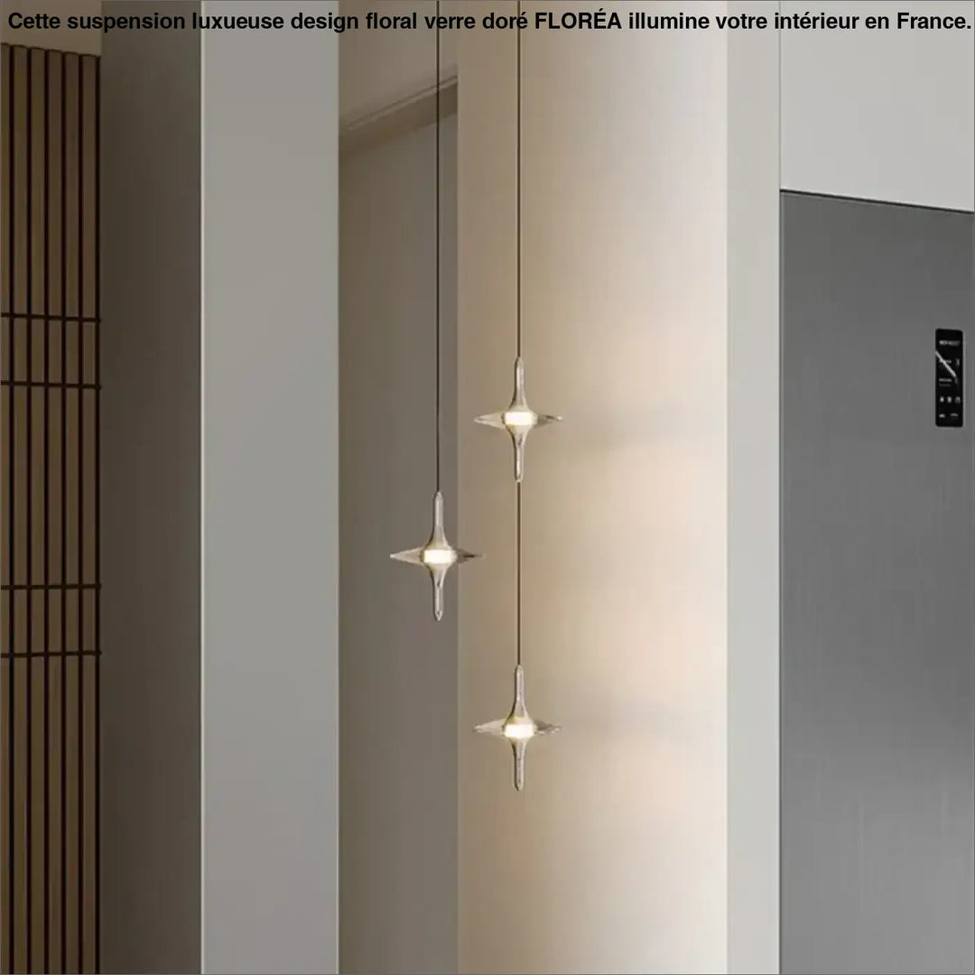 Suspension lumineuse design cristal moderne argent