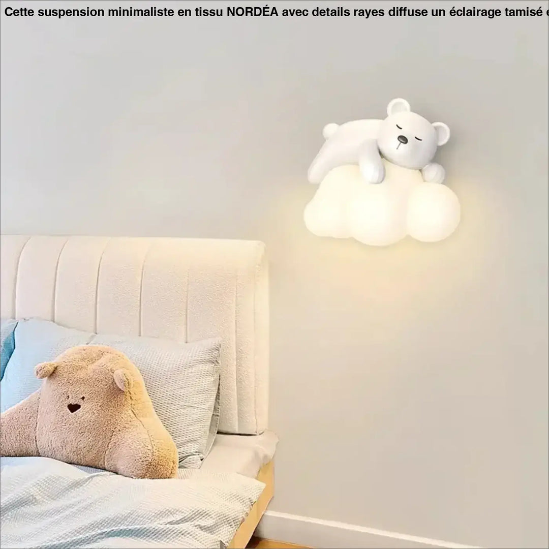 Applique murale nuage avec animal blanc pour chambre enfant