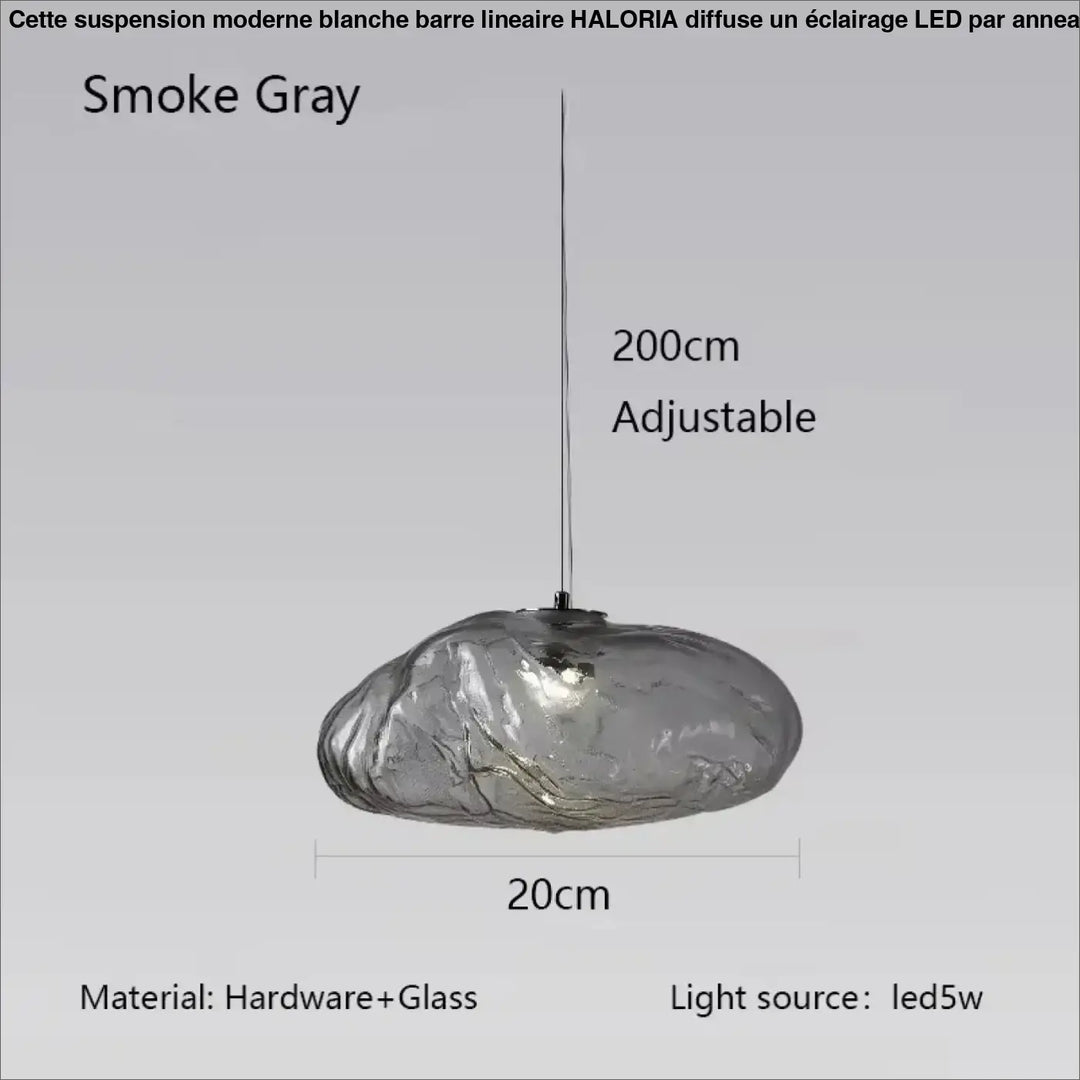 Suspension luminaire moderne en verre texturé forme galet