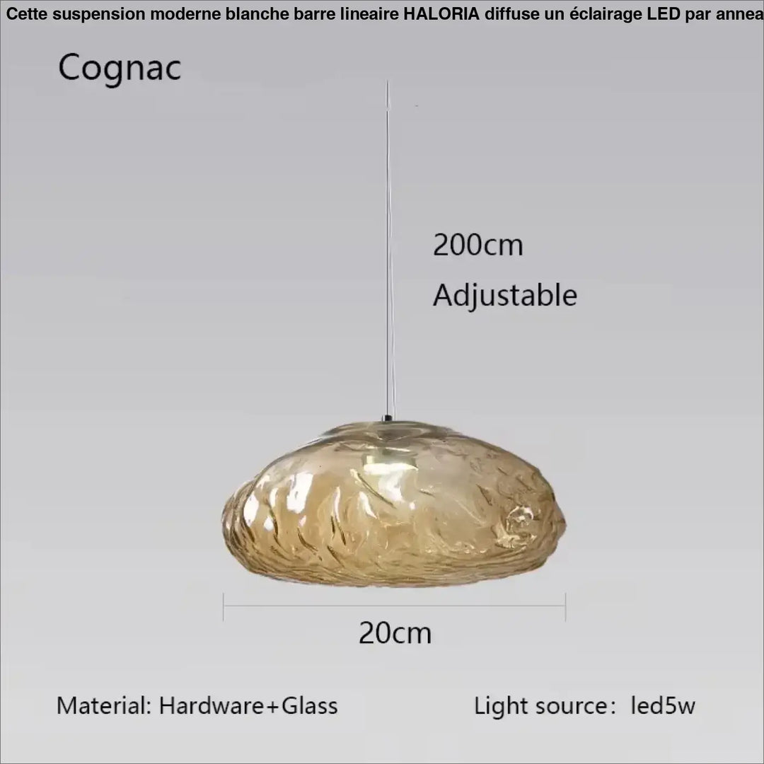 Suspension luminaire moderne en verre texturé forme galet