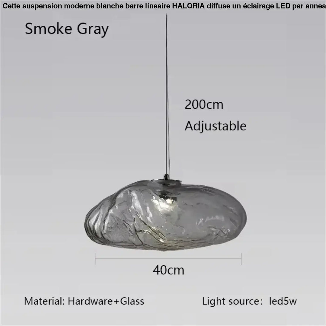 Suspension luminaire moderne en verre texturé forme galet