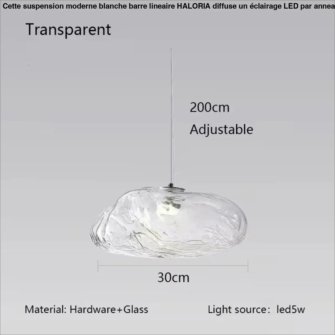 Suspension luminaire moderne en verre texturé forme galet