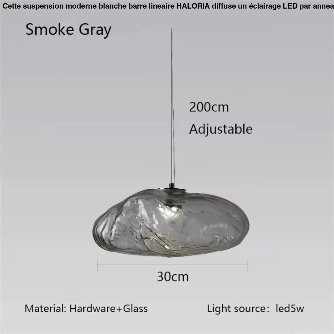 Suspension luminaire moderne en verre texturé forme galet