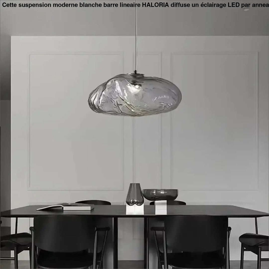Suspension luminaire moderne en verre texturé forme galet