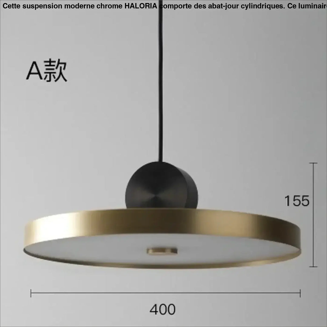 Suspension Luminaire Moderne Design Rond Noir Et Doré Style Chic