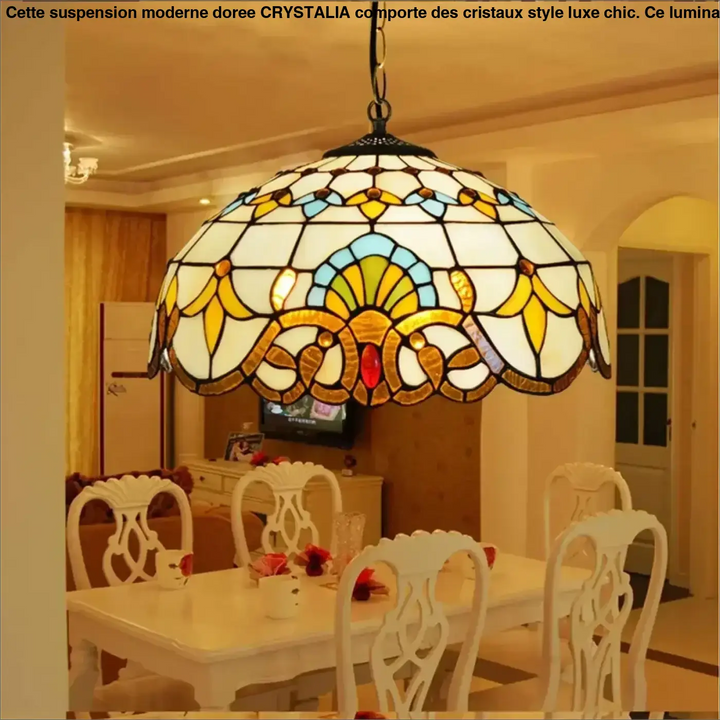 Suspension luminaire vintage en verre coloré style tiffany élégant