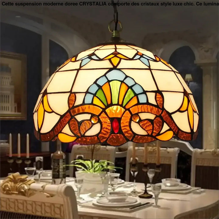 Suspension luminaire vintage en verre coloré style tiffany élégant