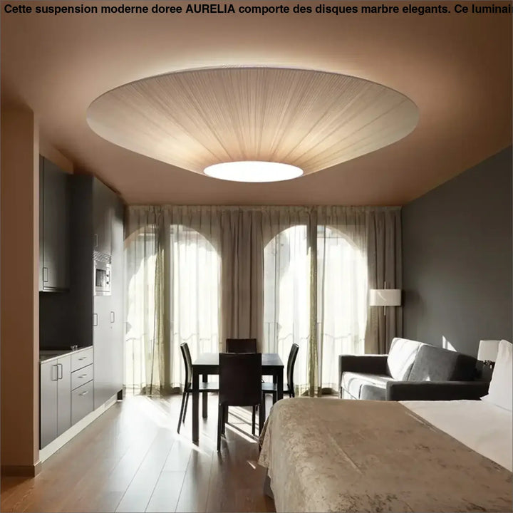 Plafonnier Design Rond Effet Tissu Lumineux Et Sculptural Élégant