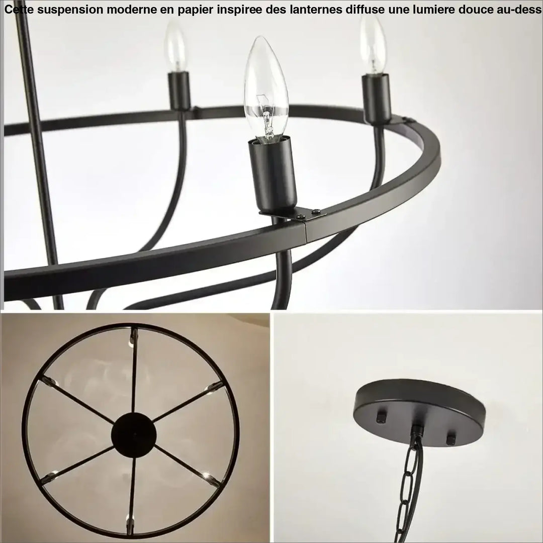 Suspension Design Circulaire Dorée Avec Lumières Flamme

