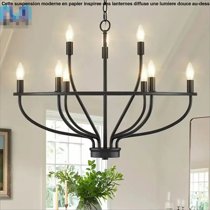 Suspension Design Circulaire Dorée Avec Lumières Flamme


