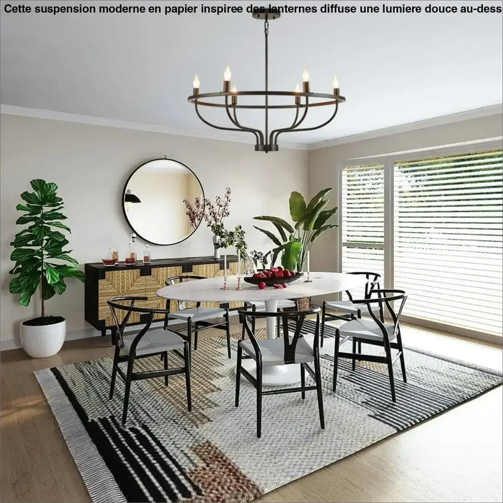 Suspension Design Circulaire Dorée Avec Lumières Flamme

