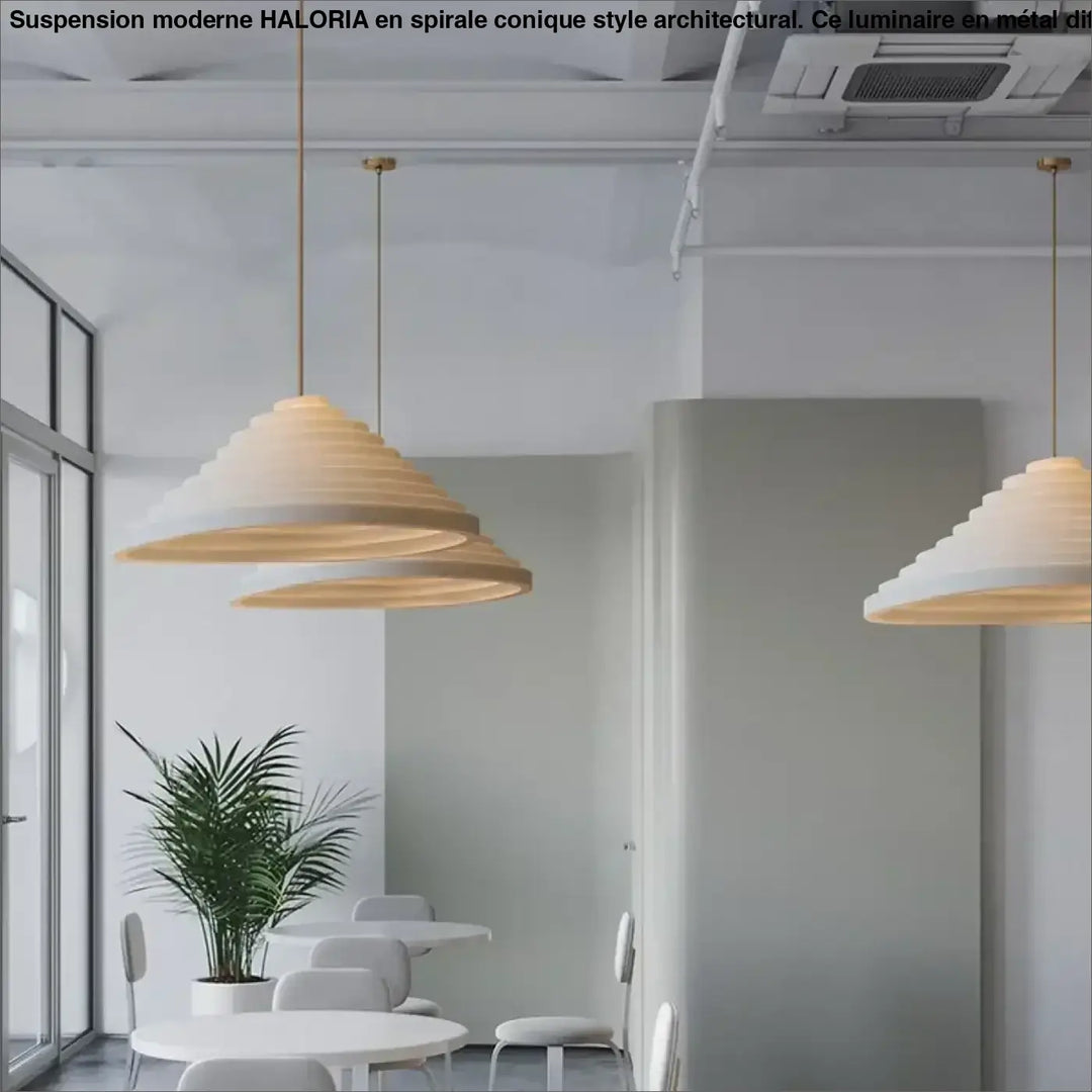 Suspension moderne en spirale conique style architectural

