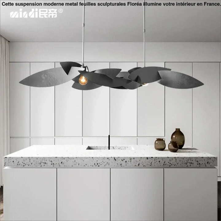 Suspension Moderne Métal Feuilles Sculpturales


