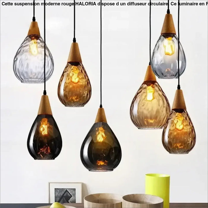 Suspension luminaire en verre soufflé en forme de goutte élégante