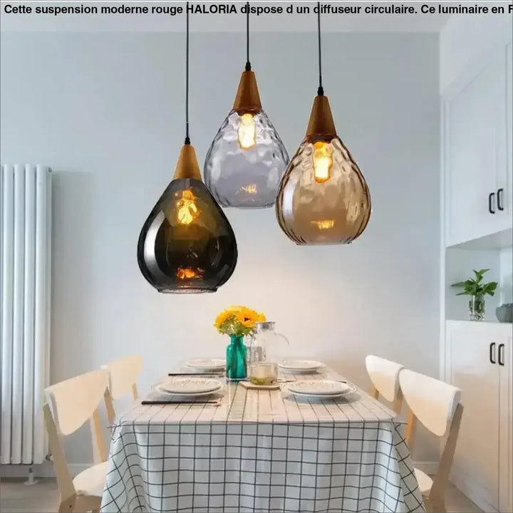 Suspension luminaire en verre soufflé en forme de goutte élégante
