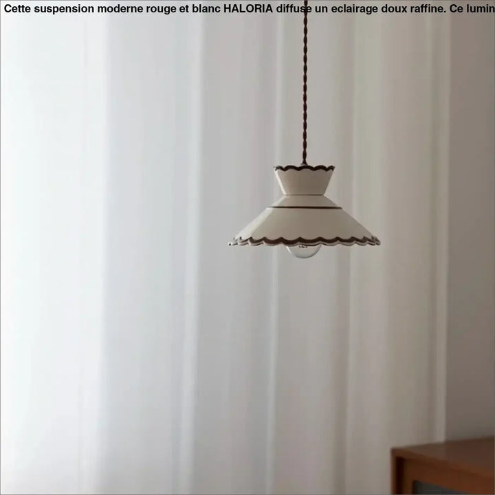 Suspension rétro en métal émaillé décor blanc élégant