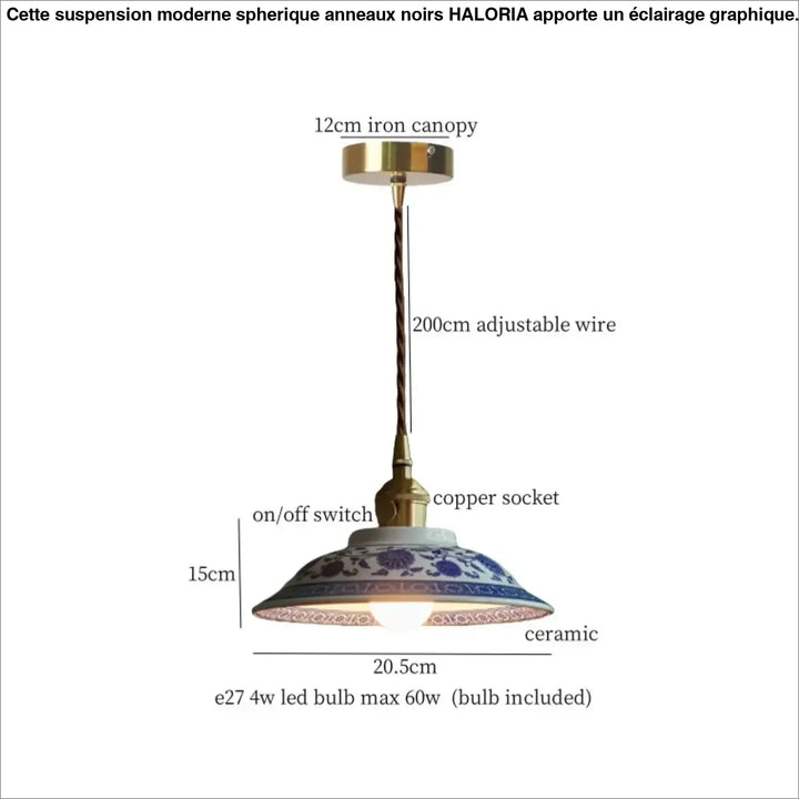 Suspension led céramique éclairage ambiant élégante