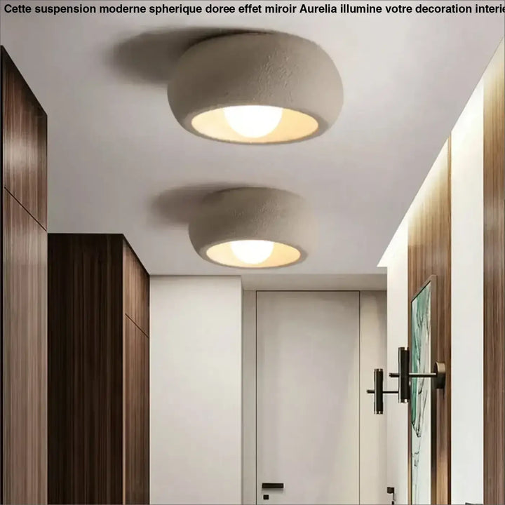 Plafonnier rond design moderne ambiance gris contemporaine