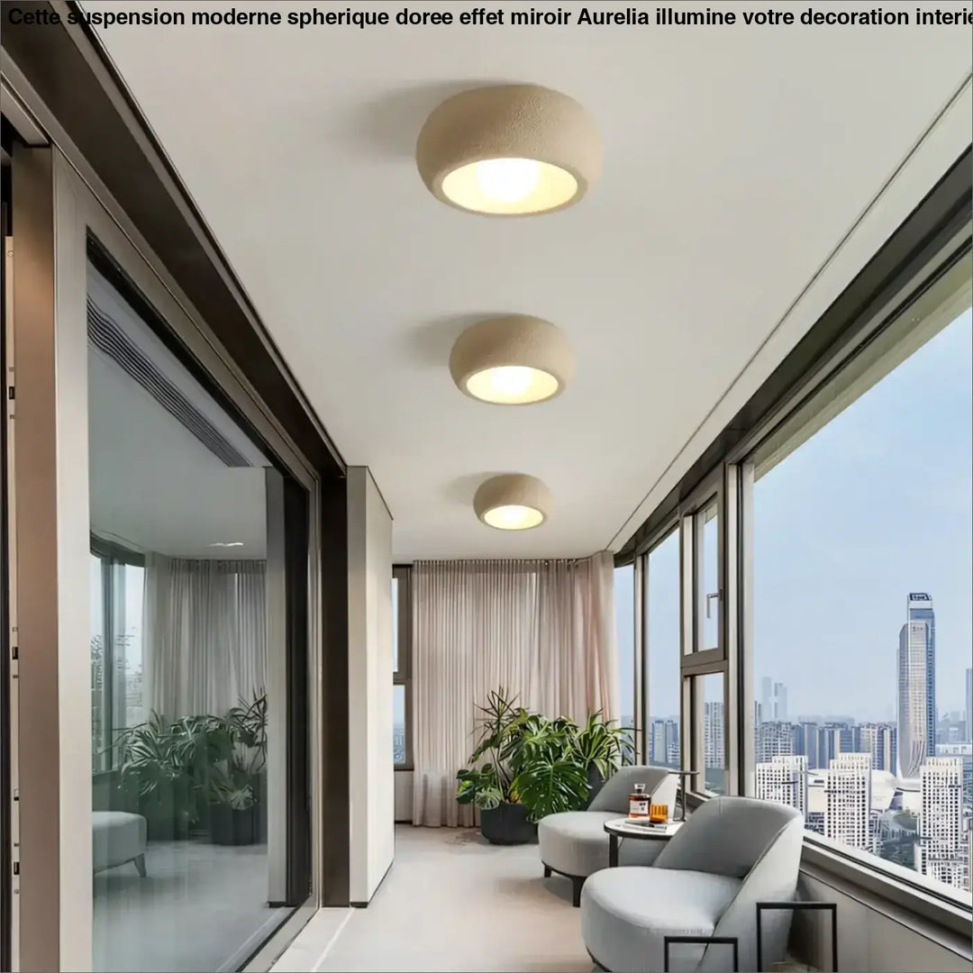Plafonnier rond design moderne ambiance gris contemporaine