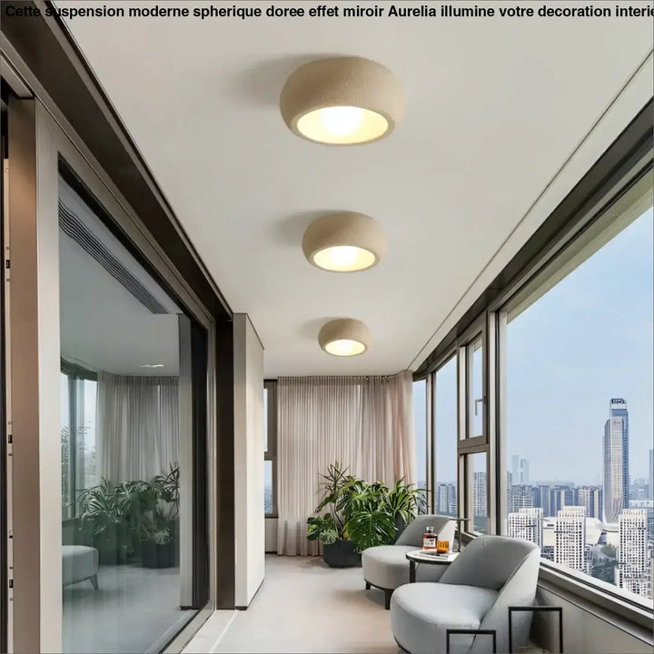 Plafonnier rond design moderne ambiance gris contemporaine