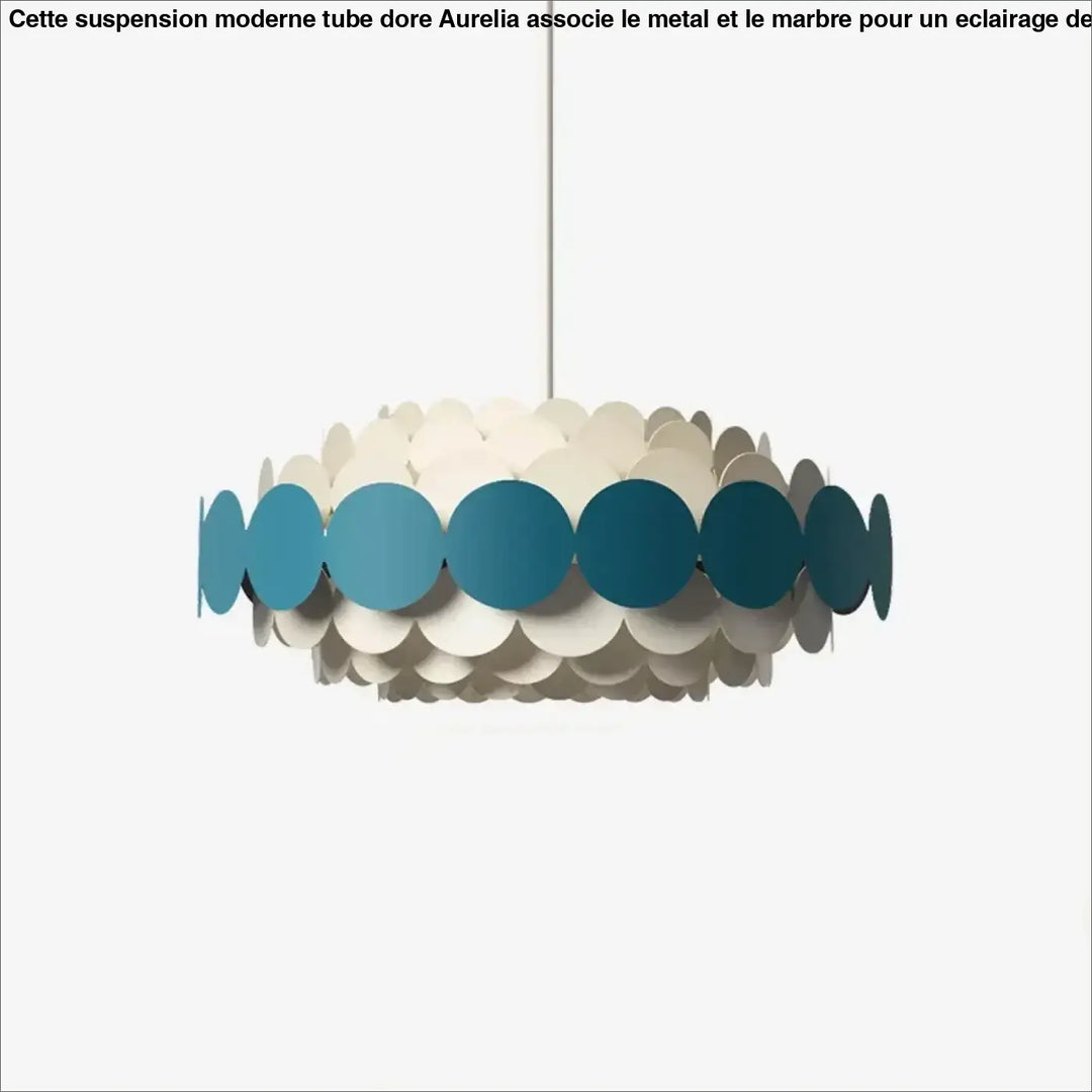 Suspension luminaire calou avec chandelier de plafond minimaliste en papier superposé blanc et bleu sarcelle