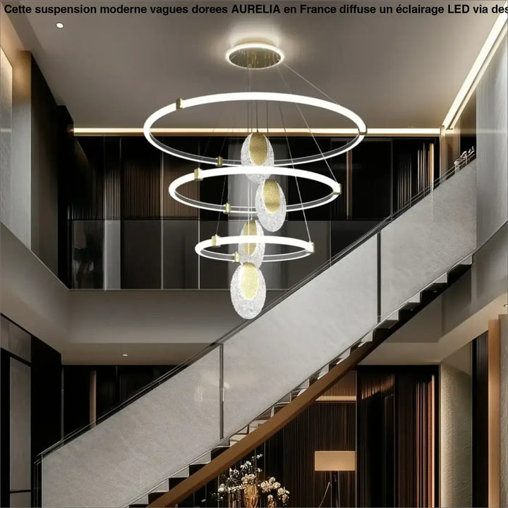 LUVODI 3-Layers LED Ceiling Lighting Fixture Art Decor Acrylic Water-drop Chandelier Pendant Lamp with 3 Color Lights