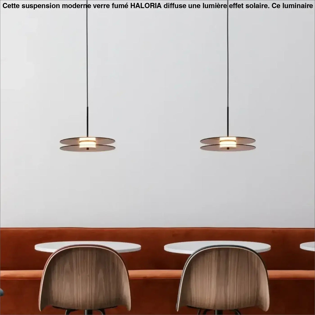 Suspension Moderne Verre Fumé Rondes Superposées Effet Solaire Chic
