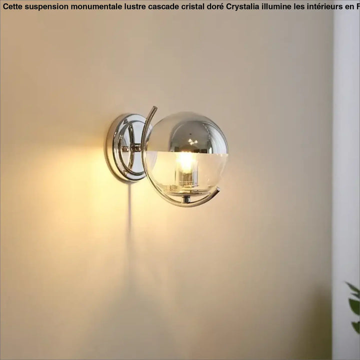 Applique Murale Globe Transparent Et Métal Argent Chic