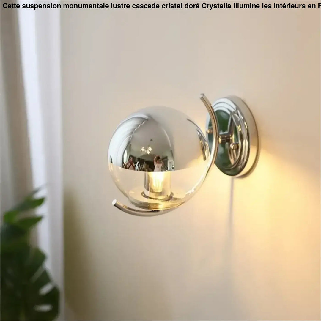 Applique Murale Globe Transparent Et Métal Argent Chic